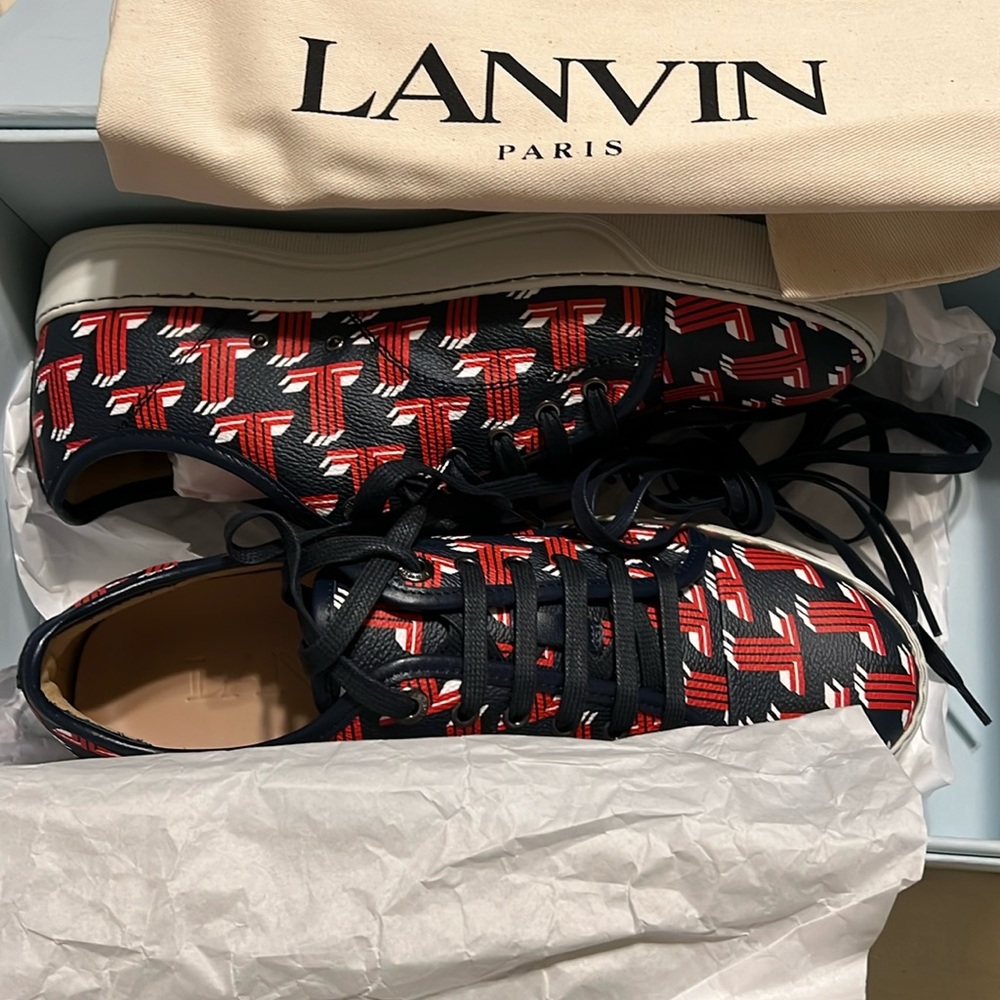 LANVIN men’s red leather shoes.  Brand new.
